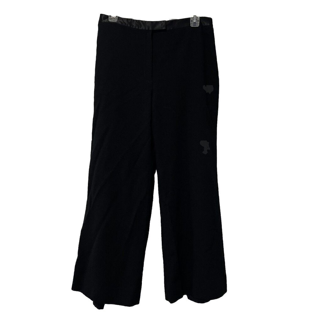 BLOOMINGDALE’S NOW Wool Satin Waist‎ Dress Pants Career Basic 10 Short Wide Leg